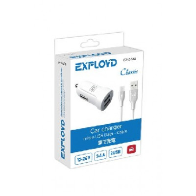 EXPLOYD EX-Z-583 micro USB 3.4А 2.4А+1А 2хUSB белый Classic