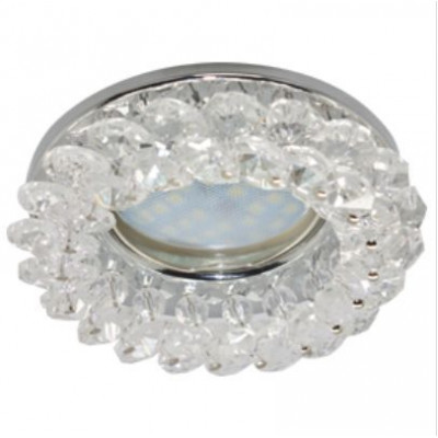 ECOLA FW1617EFY LIGHT MR16 CD4141 GU5.3 Светильник встр. круглый с хрусталиками Прозрачный/Хром 50X90 (кD74)