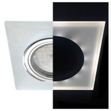 ECOLA SL1651EFF MR16 LD1651 GU5.3 GLASS Стекло с подсветкой Квадрат скошенный край Матовый / Хром 25X90X90 (кD74)