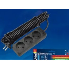 UNIEL (UL-00003605) S-CD3-5 BLACK Standart 5м 3 гнезда б/з Черный