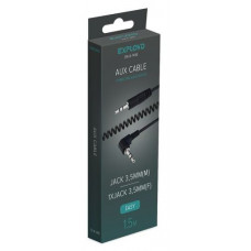 EXPLOYD EX-K-1416 Кабель AUX Jack3,5mm (M) - Jack3,5mm (M) 1.5M боковой круглый пружина чёрный